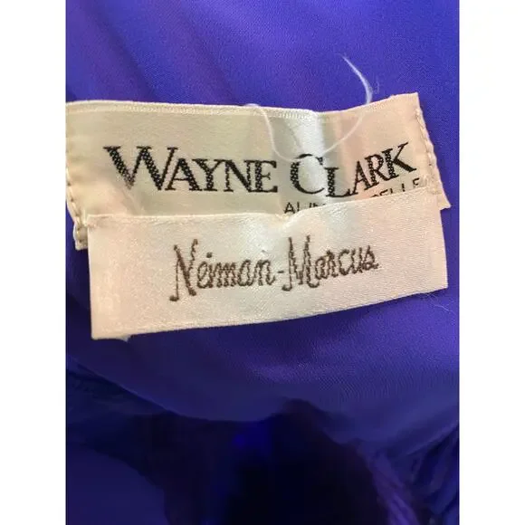 vintage 1980s purple silk dress by wayne clark sheer statement 80s fashion sm 26 - Picture 10 of 11